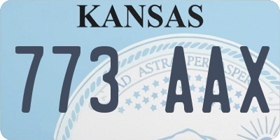 KS license plate 773AAX