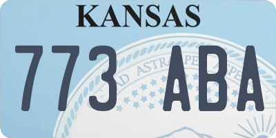 KS license plate 773ABA