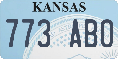 KS license plate 773ABO