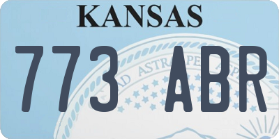 KS license plate 773ABR