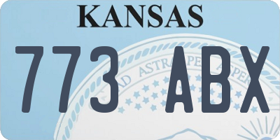 KS license plate 773ABX