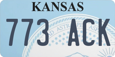 KS license plate 773ACK