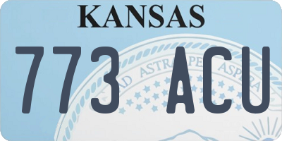 KS license plate 773ACU