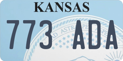KS license plate 773ADA