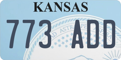 KS license plate 773ADD