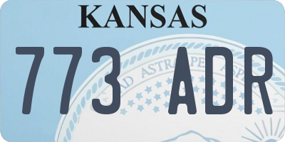 KS license plate 773ADR