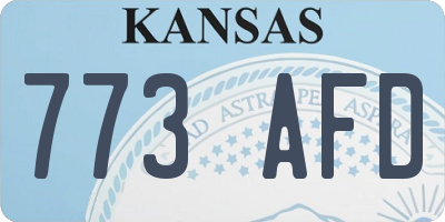 KS license plate 773AFD