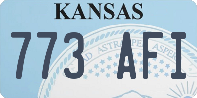 KS license plate 773AFI