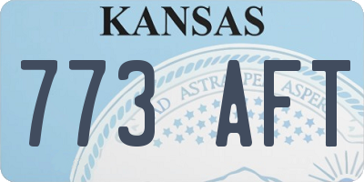 KS license plate 773AFT