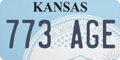 KS license plate 773AGE