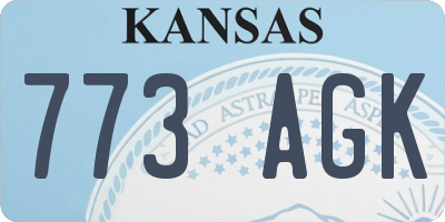 KS license plate 773AGK