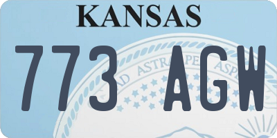 KS license plate 773AGW