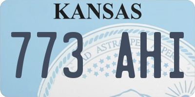 KS license plate 773AHI