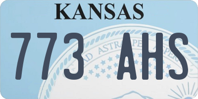 KS license plate 773AHS