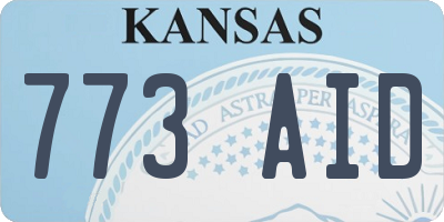 KS license plate 773AID