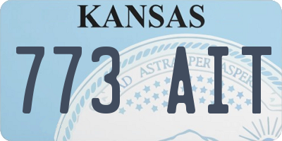 KS license plate 773AIT