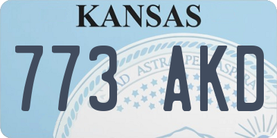 KS license plate 773AKD