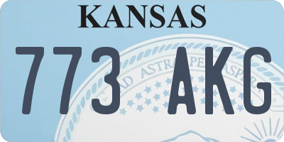 KS license plate 773AKG