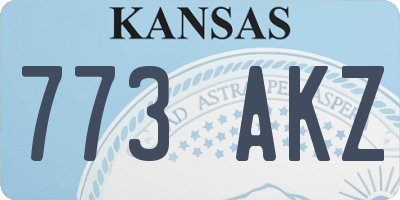 KS license plate 773AKZ