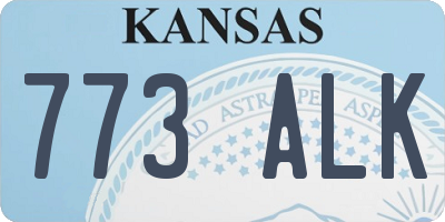 KS license plate 773ALK