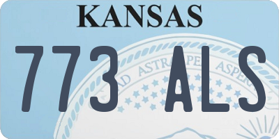 KS license plate 773ALS