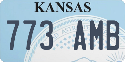 KS license plate 773AMB