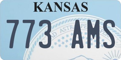 KS license plate 773AMS