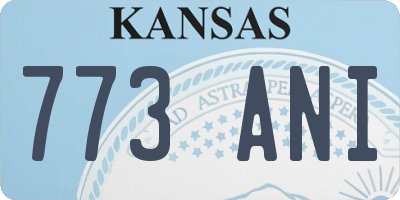 KS license plate 773ANI