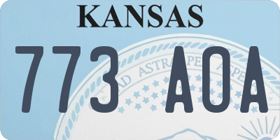 KS license plate 773AOA