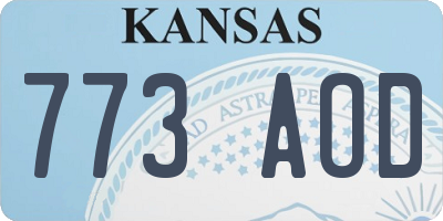KS license plate 773AOD