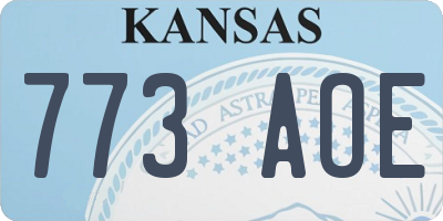 KS license plate 773AOE