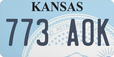 KS license plate 773AOK