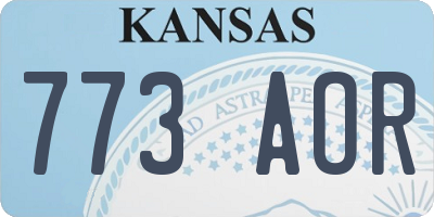 KS license plate 773AOR
