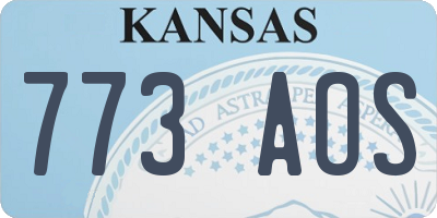 KS license plate 773AOS