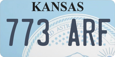 KS license plate 773ARF