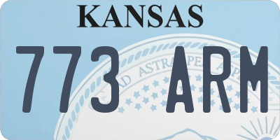 KS license plate 773ARM