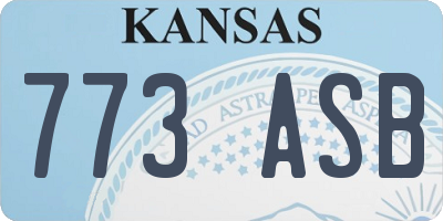 KS license plate 773ASB