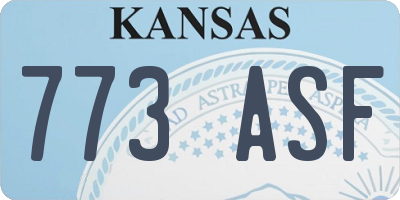 KS license plate 773ASF
