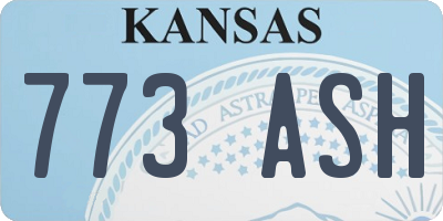 KS license plate 773ASH