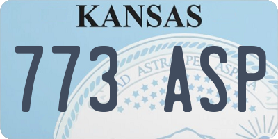 KS license plate 773ASP