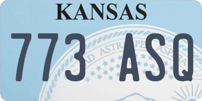 KS license plate 773ASQ