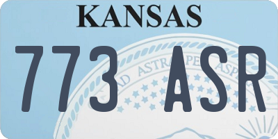 KS license plate 773ASR