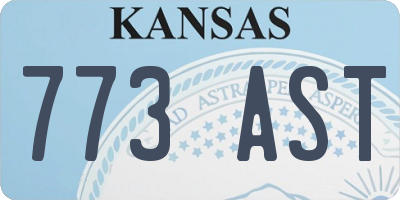 KS license plate 773AST
