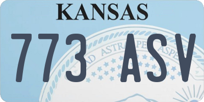 KS license plate 773ASV