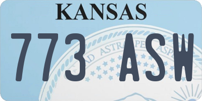 KS license plate 773ASW