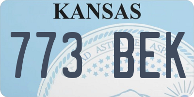 KS license plate 773BEK