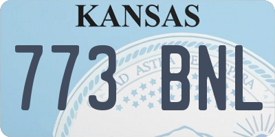 KS license plate 773BNL