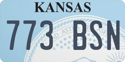 KS license plate 773BSN