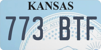 KS license plate 773BTF