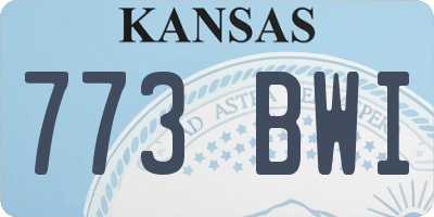 KS license plate 773BWI